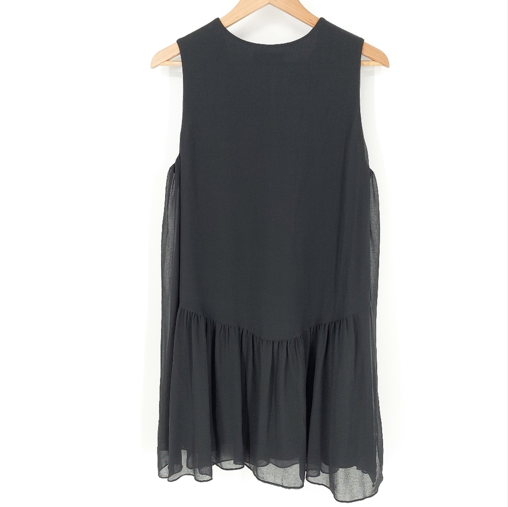Sandro Black Sheer Sleeveless V-Neck Dress, Sz 2 - Picture 2 of 12